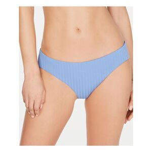 BECCA Women's Blue Ribbed Hipster Swimwear Bottom L